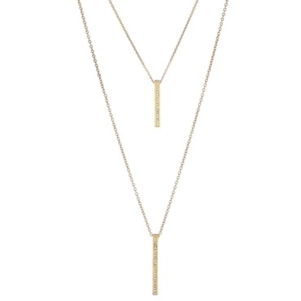 Panacea Baubles Layered Stick Necklace Clear Stone